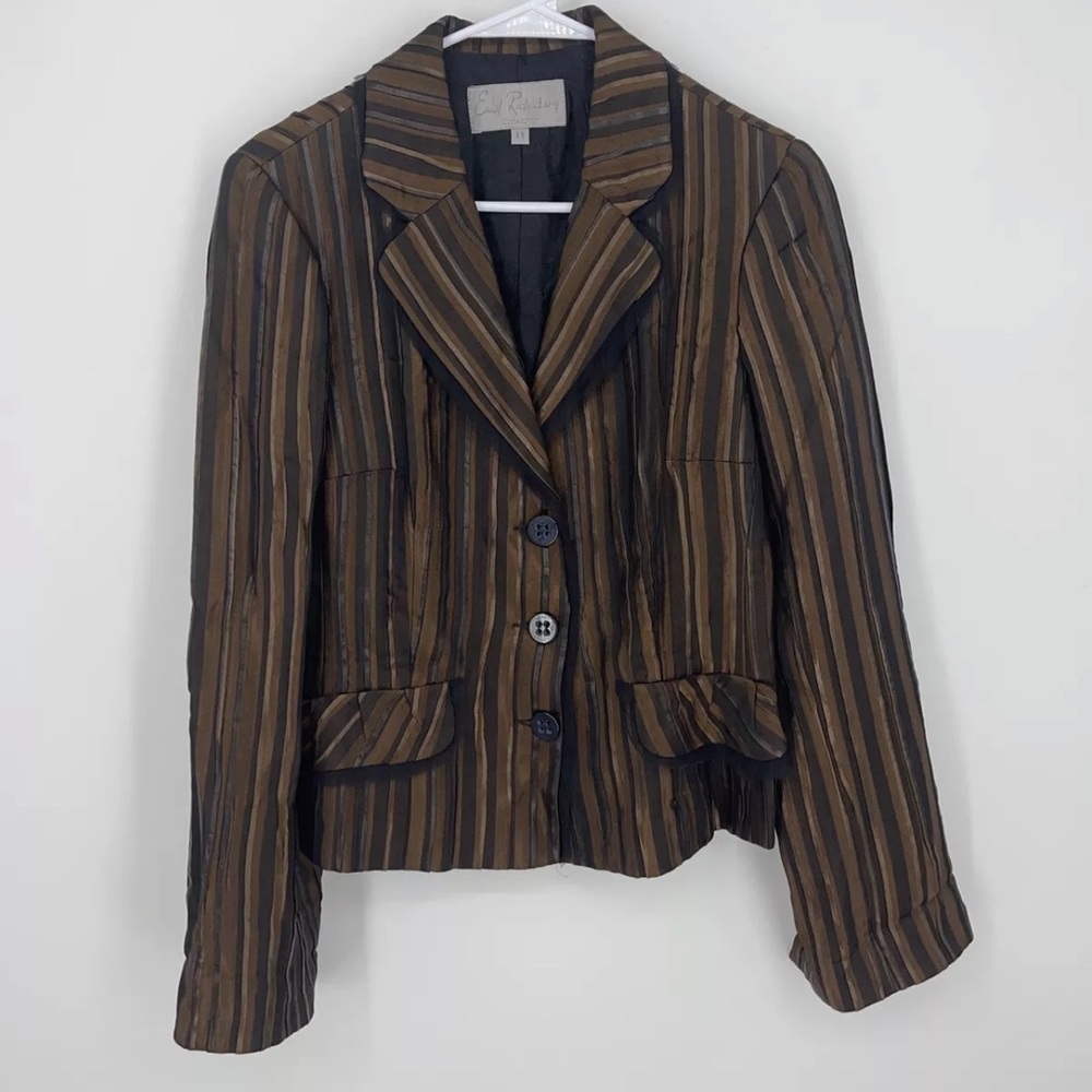 Emil Rutenberg Blazer Brown Womens Medium Striped